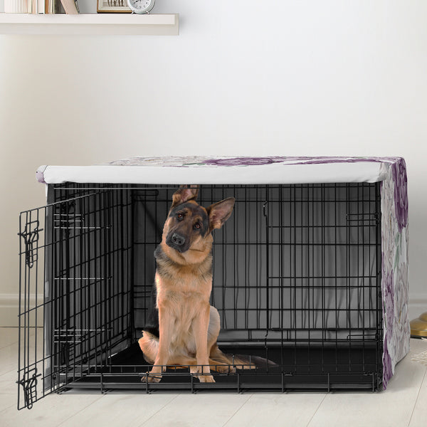 Peony Floral Garden Lavender Purple and Ivory Collection Dog Crate Kennel Cover 48in. alternate view