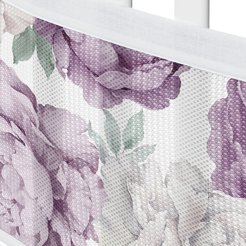 Peony Floral Garden Lavender Purple and Ivory Collection Sweet Jojo Designs + BreathableBaby Breathable Mesh Crib Liner
