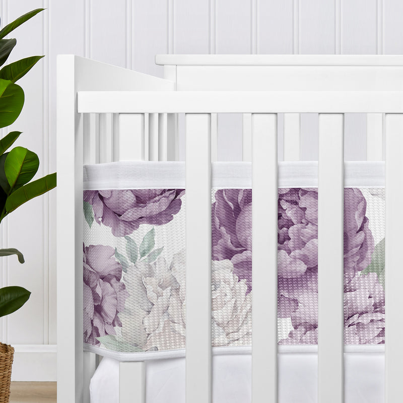 Peony Floral Garden Lavender Purple and Ivory Collection Sweet Jojo Designs + BreathableBaby Breathable Mesh Crib Liner