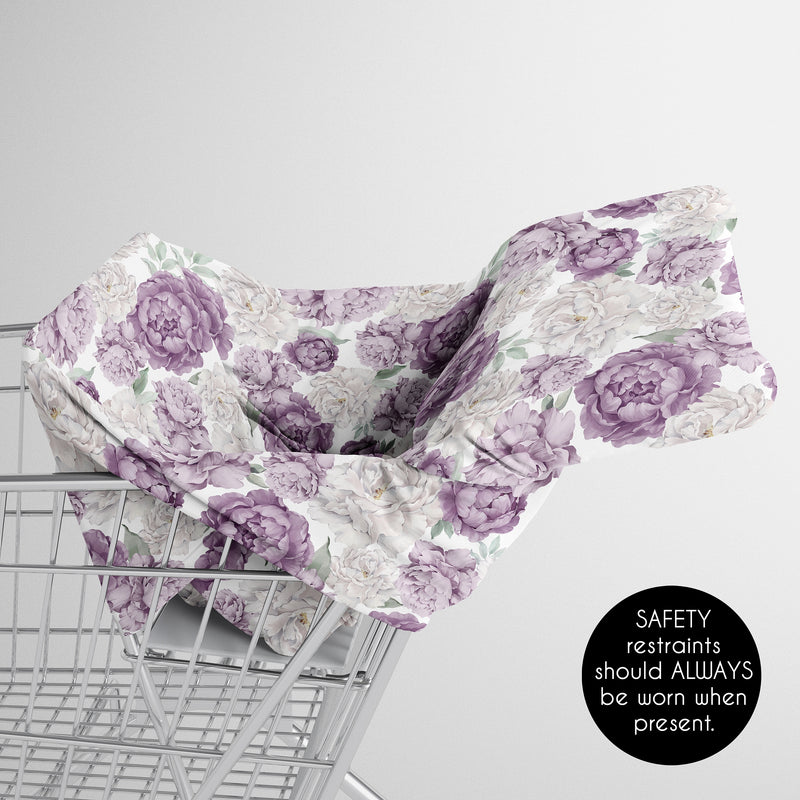 Peony Floral Garden Lavender Purple and Ivory Collection Multi Use Baby Car Seat and Nursing Cover