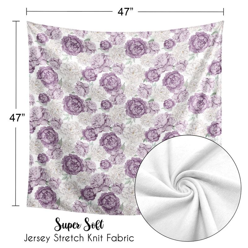 Peony Floral Garden Lavender Purple and Ivory Collection Baby Swaddle Blanket
