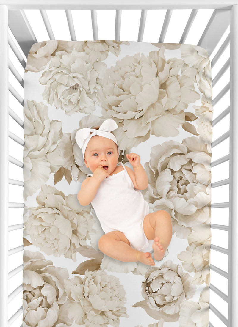 Peony Floral Garden Lavender Purple and Ivory Collection 3 Pack Crib Sheets