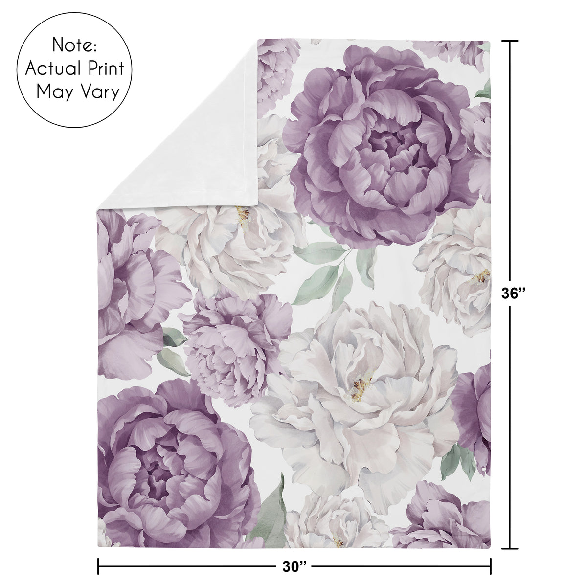 Peony Floral Garden Lavender Purple and Ivory Collection Baby Blanket