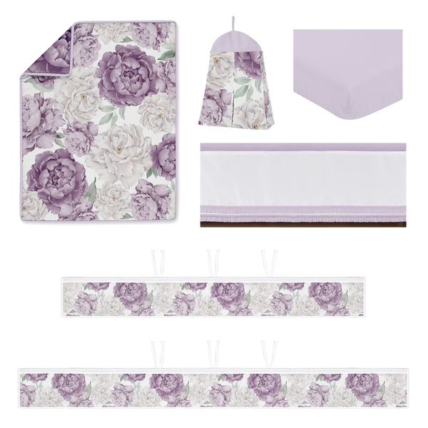 Peony Floral Garden Collection Sweet Jojo Designs 6 Piece Crib Bedding + BreathableBaby Breathable Mesh Liner alternate view