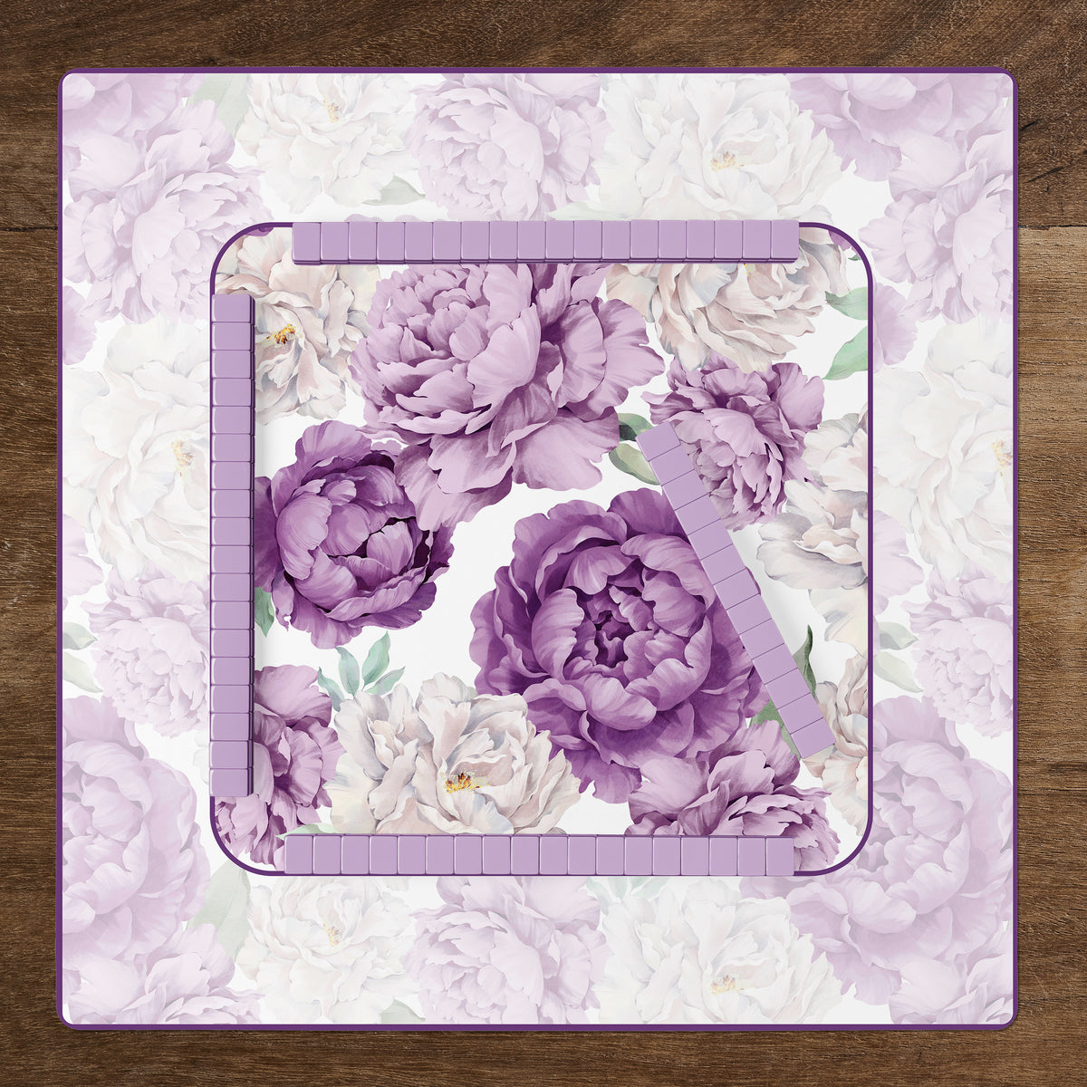 Peony Floral Garden Lavender Purple and Ivory Collection Mahjong Mat for Table - Shipped Rolled
