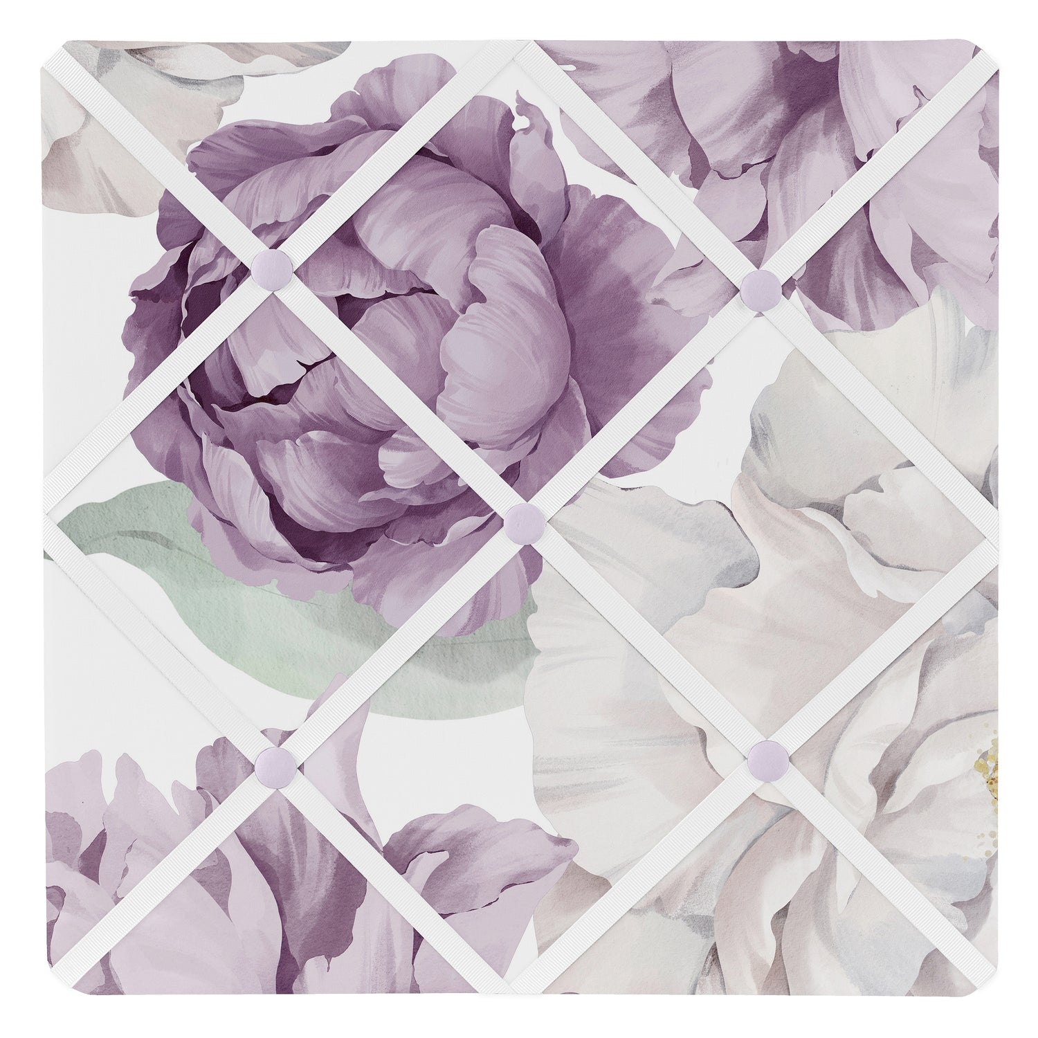 Peony Floral Garden Lavender Purple and Ivory Collection Fabric Memo Board