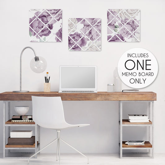 Peony Floral Garden Lavender Purple and Ivory Collection Fabric Memo Board