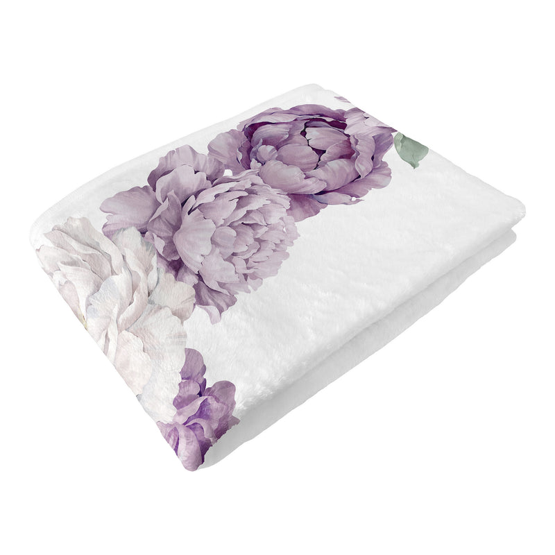 Peony Floral Garden Lavender Purple and Ivory Collection Monthly Milestone Baby Blanket