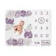 Peony Floral Garden Lavender Purple and Ivory Collection Monthly Milestone Baby Blanket