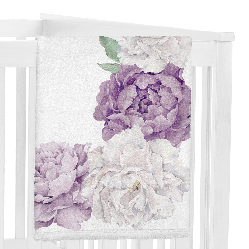 Peony Floral Garden Lavender Purple and Ivory Collection Monthly Milestone Baby Blanket
