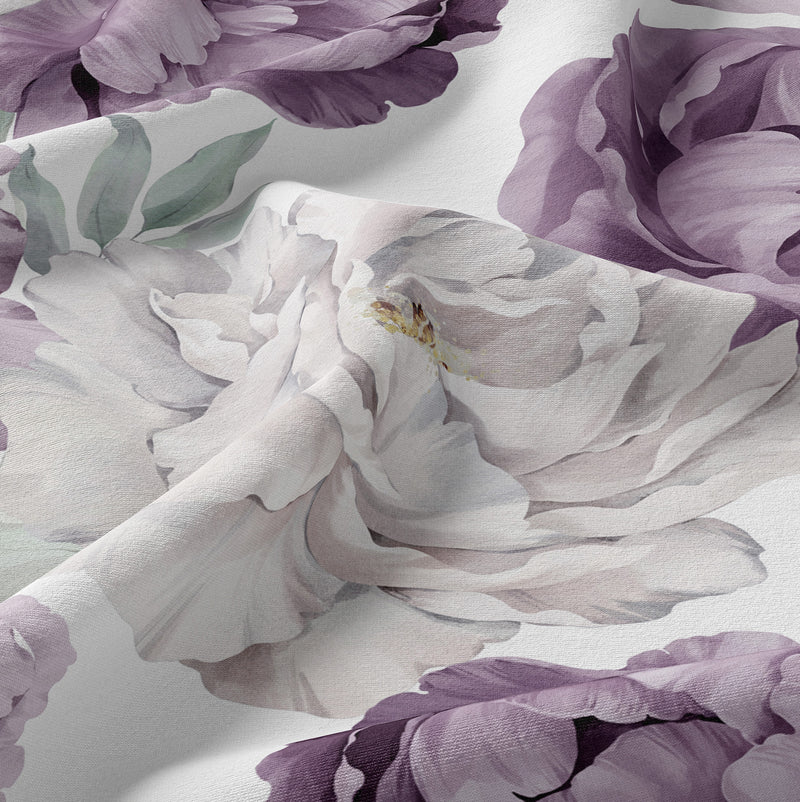 Peony Floral Garden Lavender Purple and Ivory Collection Body Pillow Cover Case