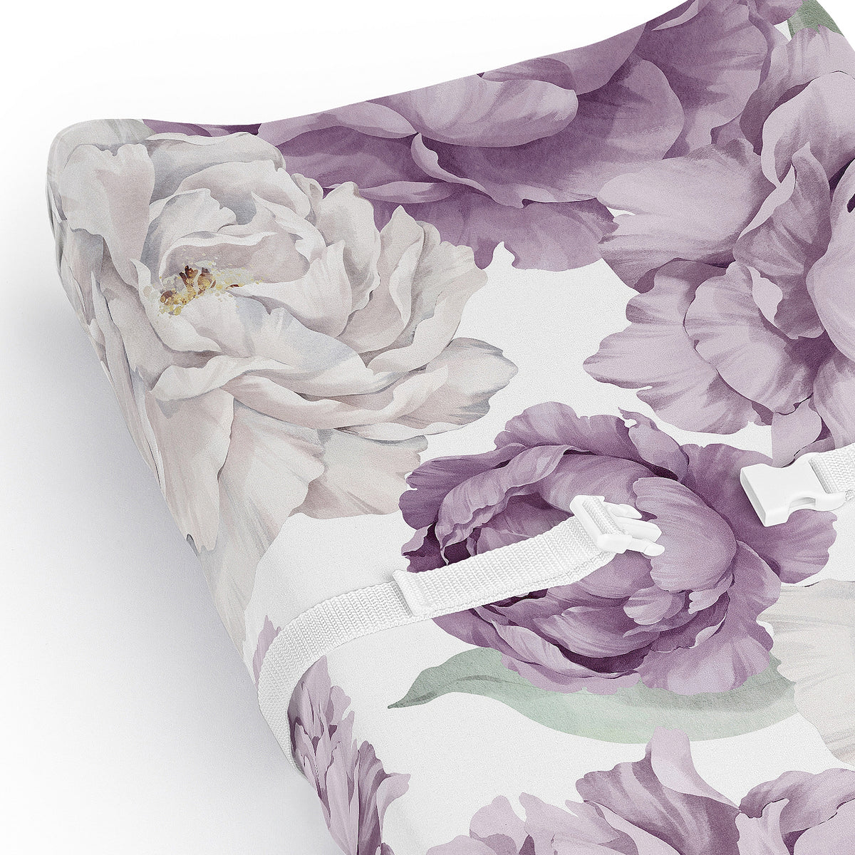Peony Floral Garden Lavender Purple and Ivory Collection Changing Pad Cover Sheet