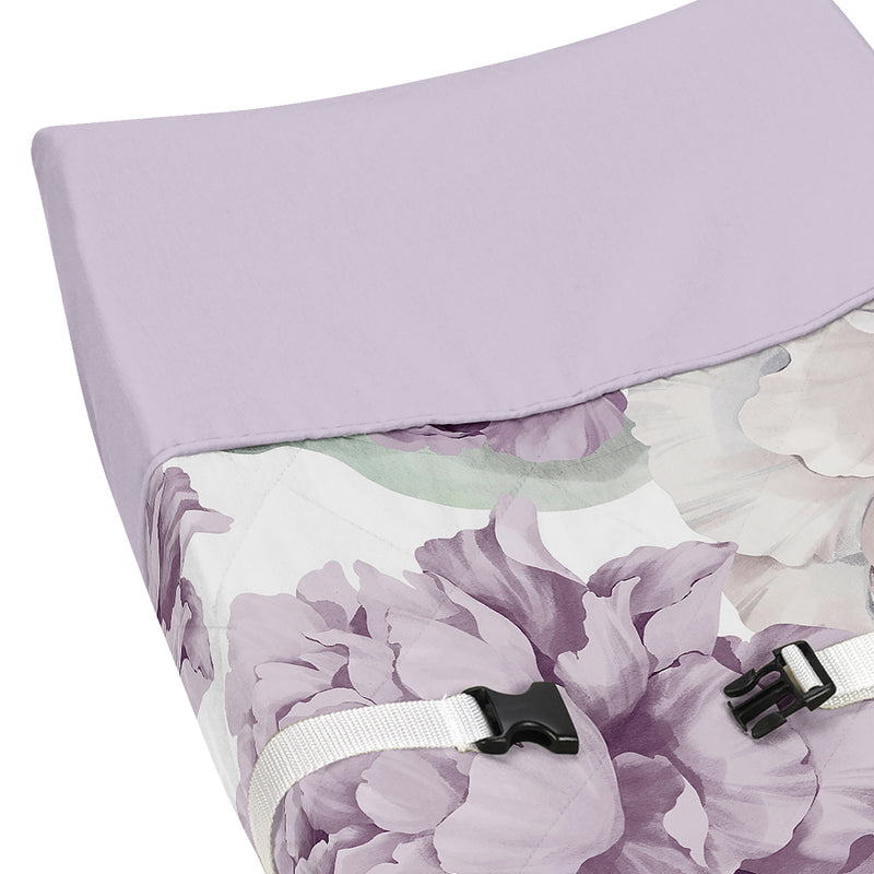 Peony Floral Garden Lavender Purple and Ivory Collection Changing Pad Cover
