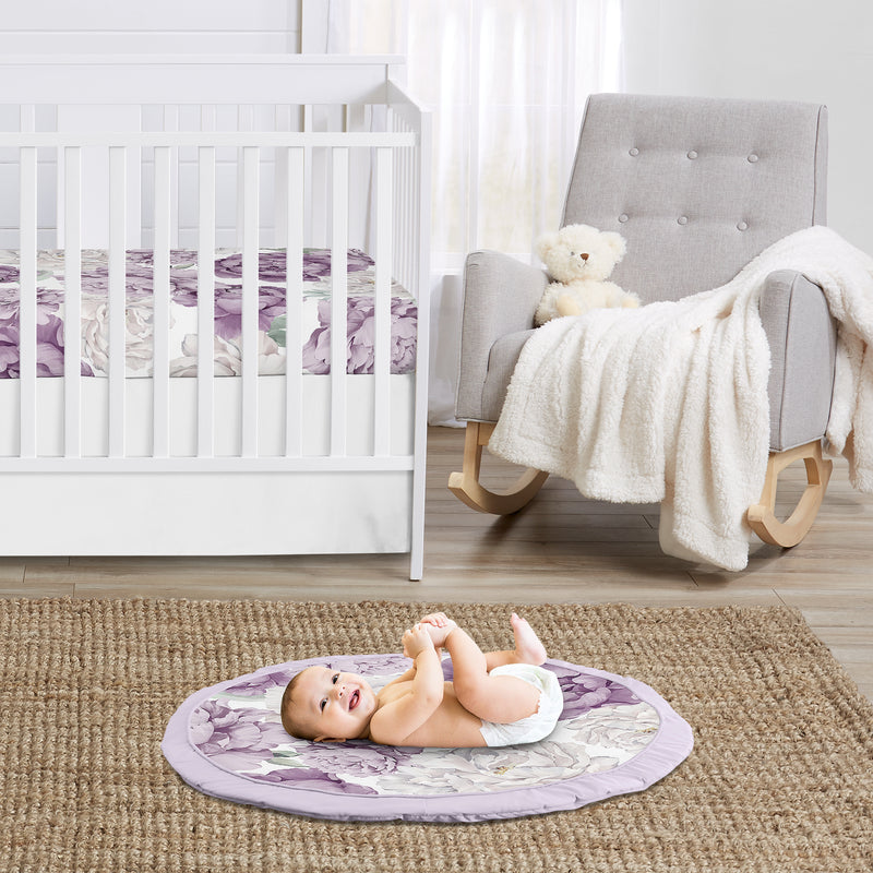 Peony Floral Garden Lavender Purple and Ivory Collection Playmat