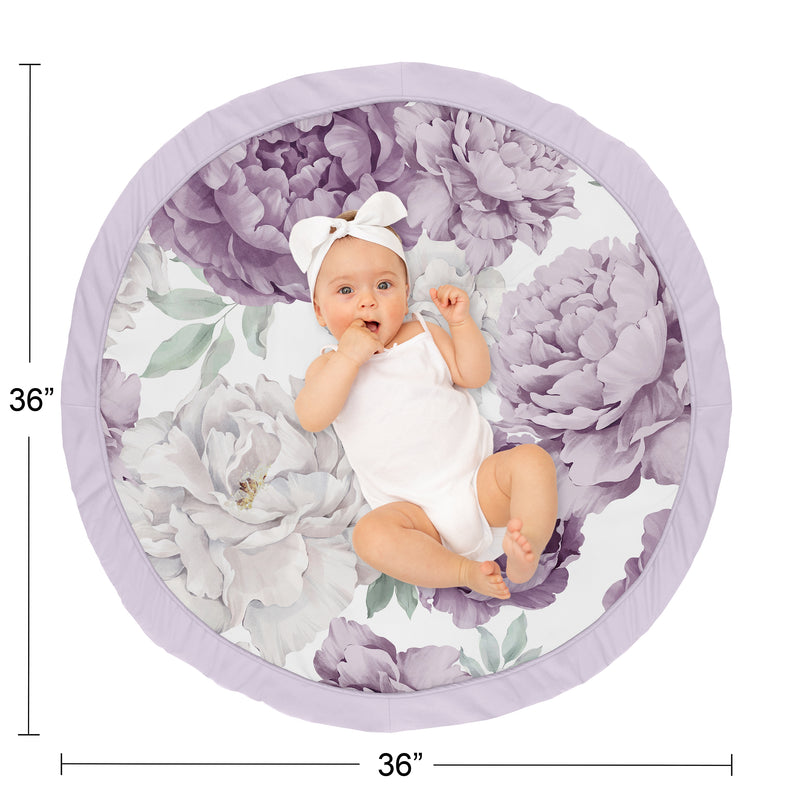 Peony Floral Garden Lavender Purple and Ivory Collection Playmat