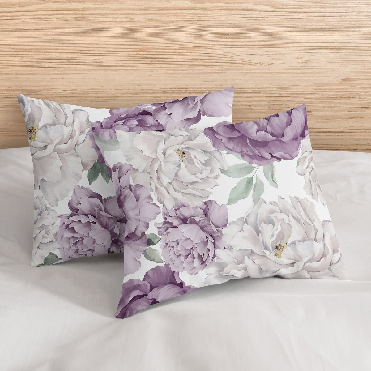 Peony Floral Garden Lavender Purple and Ivory Collection Full/Queen Bedding