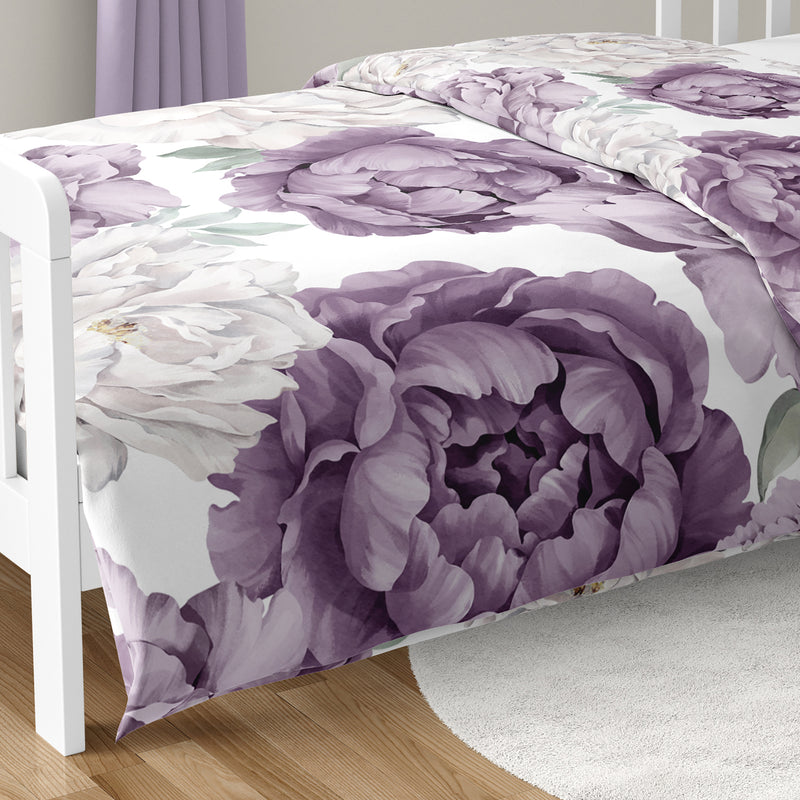 Peony Floral Garden Lavender Purple and Ivory Collection Toddler Bedding