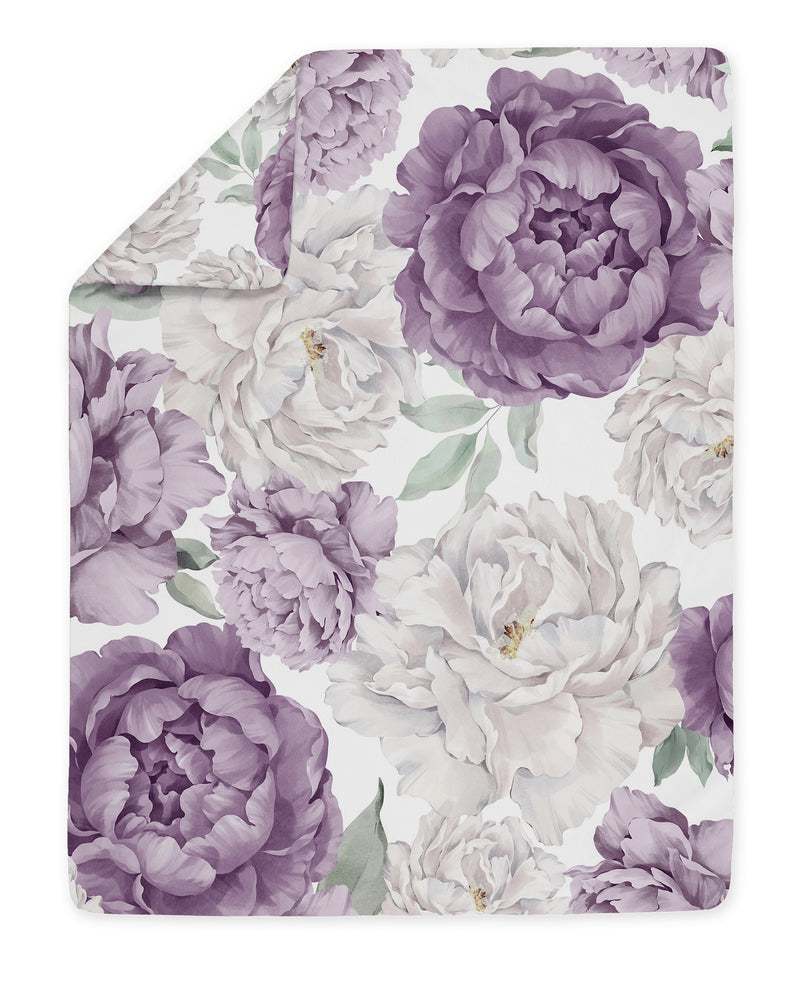 Peony Floral Garden Lavender Purple and Ivory Collection Toddler Bedding