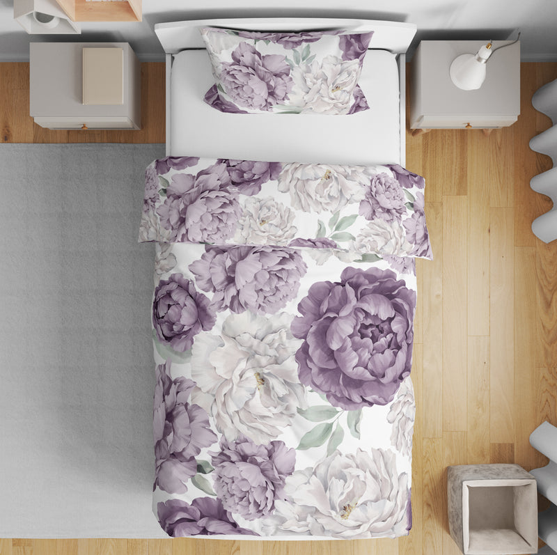 Peony Floral Garden Lavender Purple and Ivory Collection Toddler Bedding