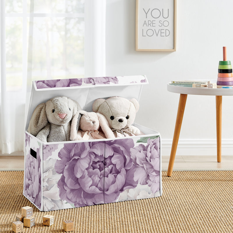 Peony Floral Garden Lavender Purple and Ivory Collection Fabric Toy Bin Storage