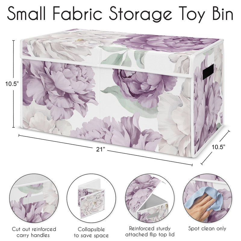 Peony Floral Garden Lavender Purple and Ivory Collection Fabric Toy Bin Storage