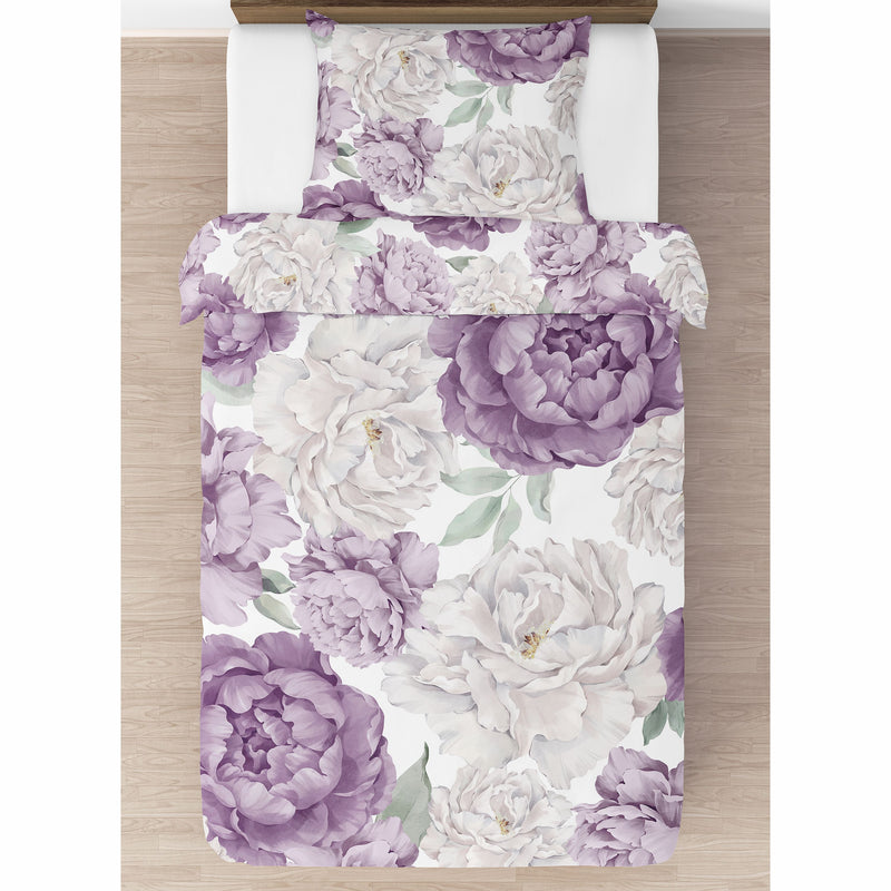 Peony Floral Garden Lavender Purple and Ivory Collection Twin Bedding