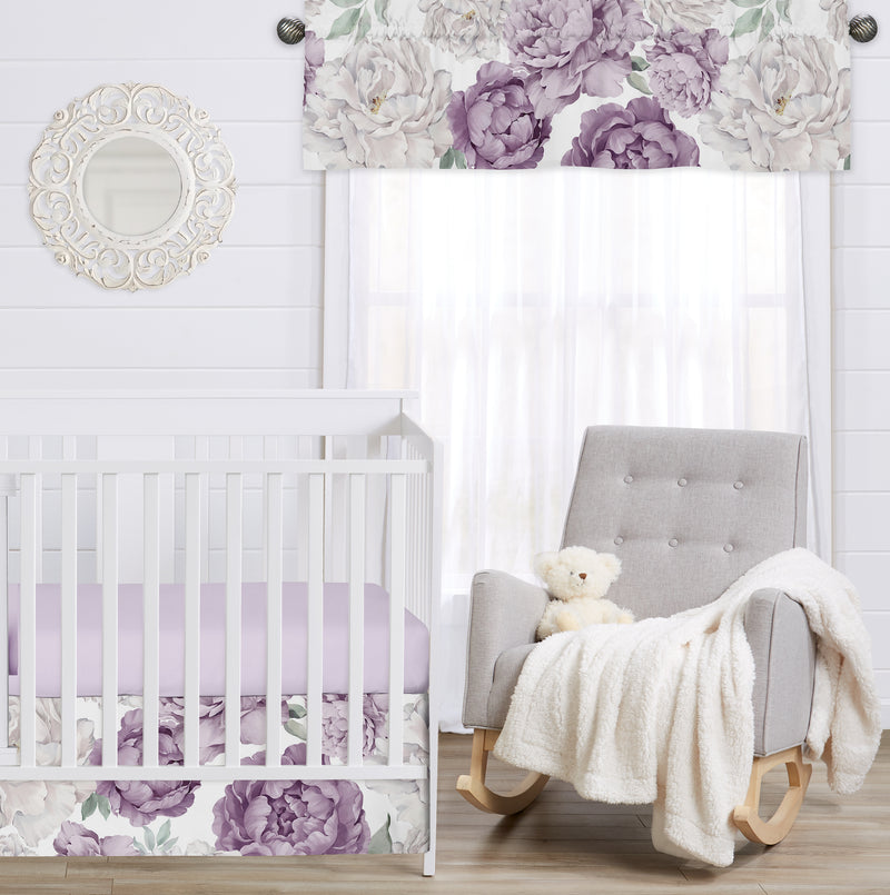 Peony Floral Garden Lavender Purple and Ivory Collection Window Valance