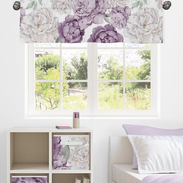 Peony Floral Garden Lavender Purple and Ivory Collection Window Valance alternate view
