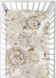 Peony Floral Garden Taupe and Ivory Collection Crib Sheet