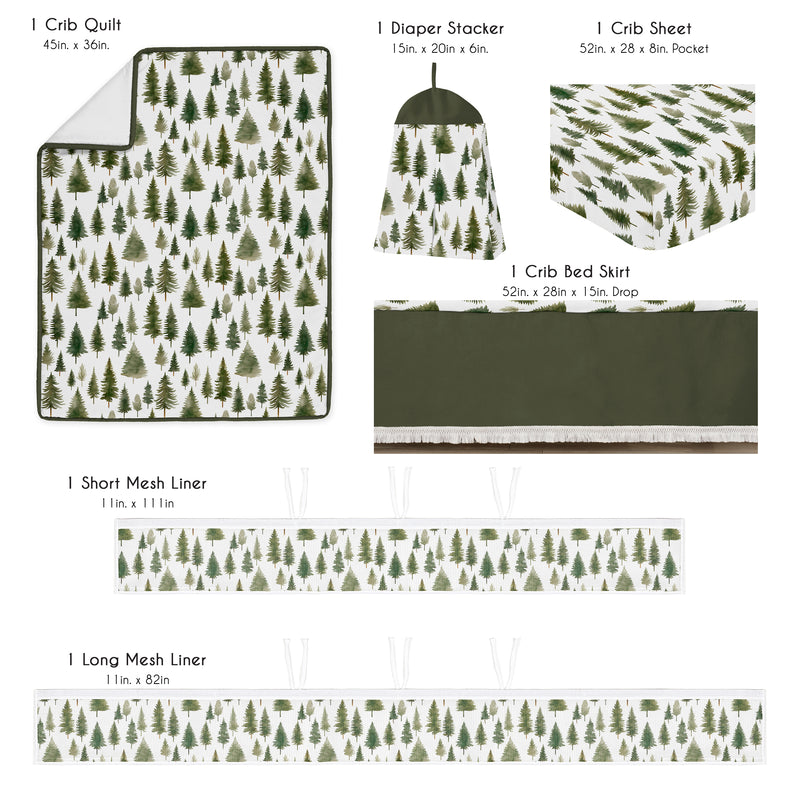 Woodland Pine Tree Collection Sweet Jojo Designs 6 Piece Crib Bedding + BreathableBaby Breathable Mesh Liner - Pinetree Print