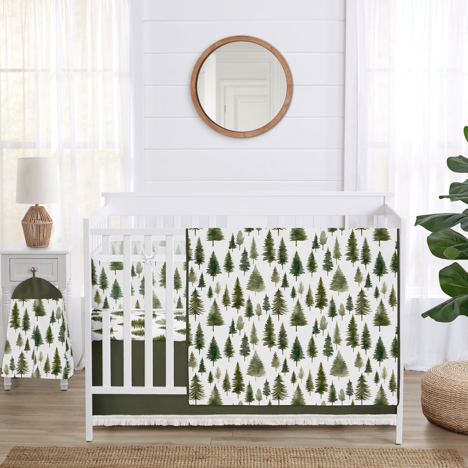 Woodland Pine Tree Collection Sweet Jojo Designs 6 Piece Crib Bedding + BreathableBaby Breathable Mesh Liner - Pinetree Print