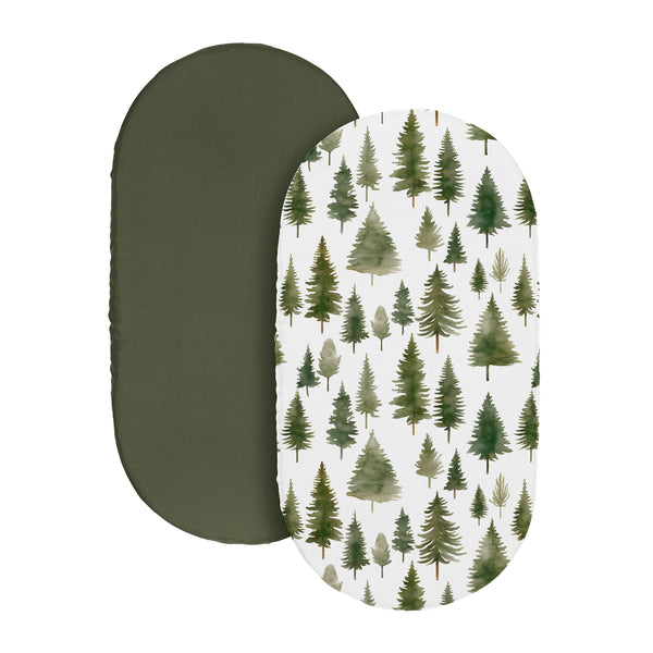 Woodland Pine Tree Collection 2 Pack Baby Bassinet Fitted Sheets alternate view