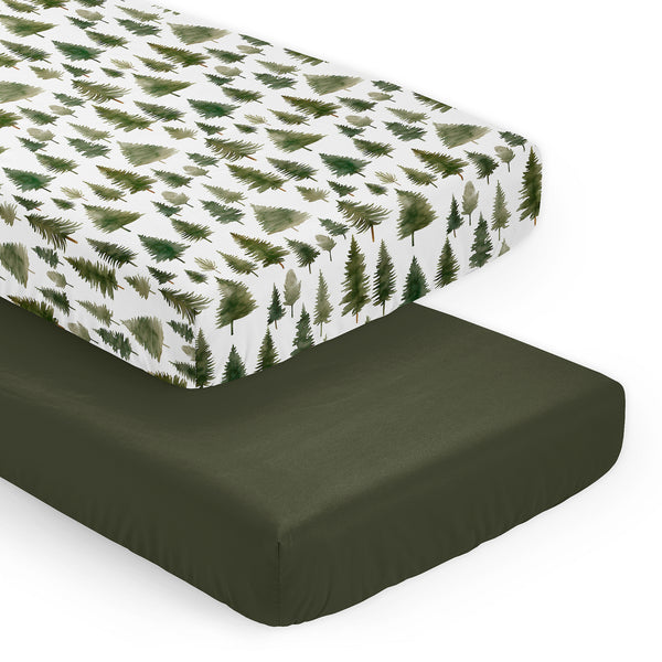 Woodland Pine Tree Collection 2 Pack Crib Sheets