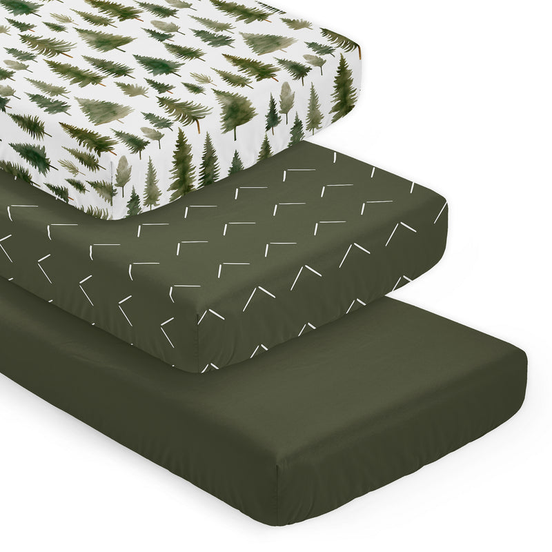 Woodland Pine Tree Collection 3 Pack Crib Sheets