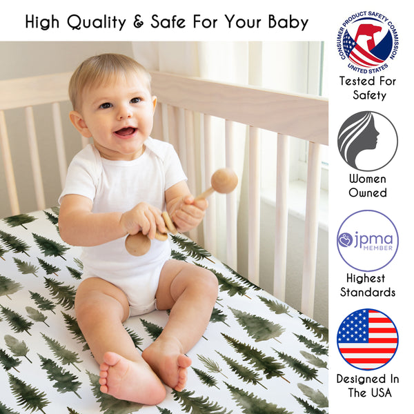 Woodland Pine Tree Collection 4 Piece Crib Bedding - Pinetree Print alternate view