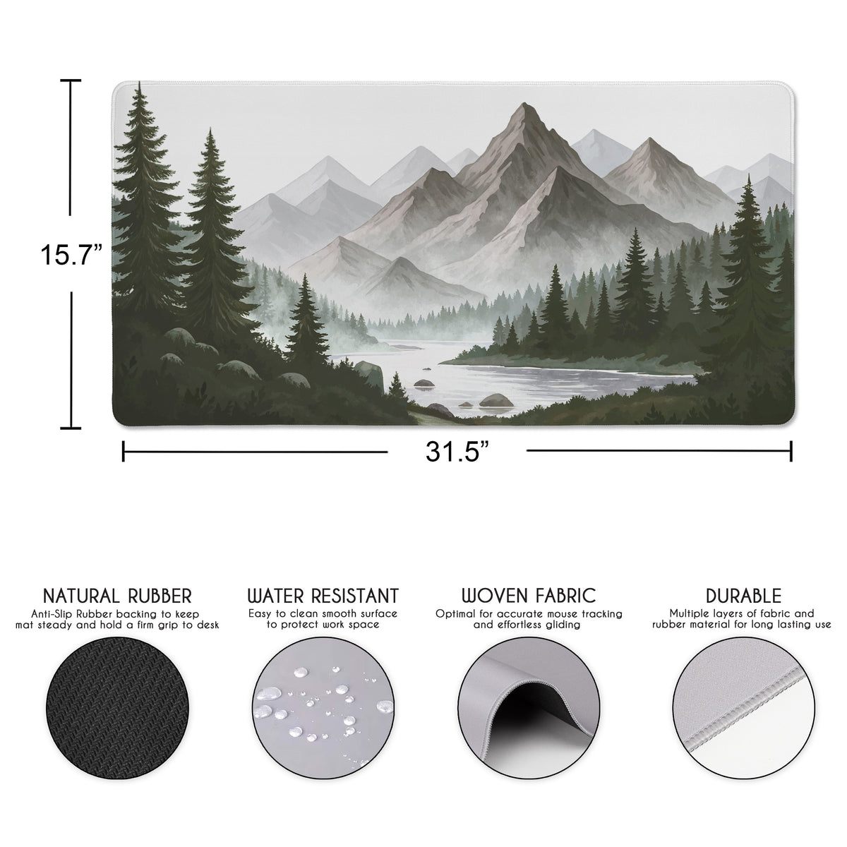 Woodland Pine Tree Collection Large Mouse Pad Desk Mat