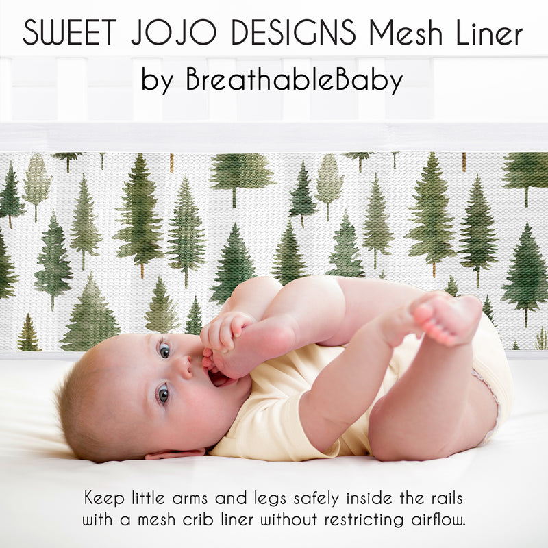 Woodland Pine Tree Collection Sweet Jojo Designs + BreathableBaby Breathable Mesh Crib Liner