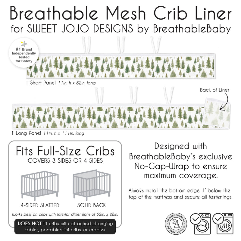 Woodland Pine Tree Collection Sweet Jojo Designs + BreathableBaby Breathable Mesh Crib Liner