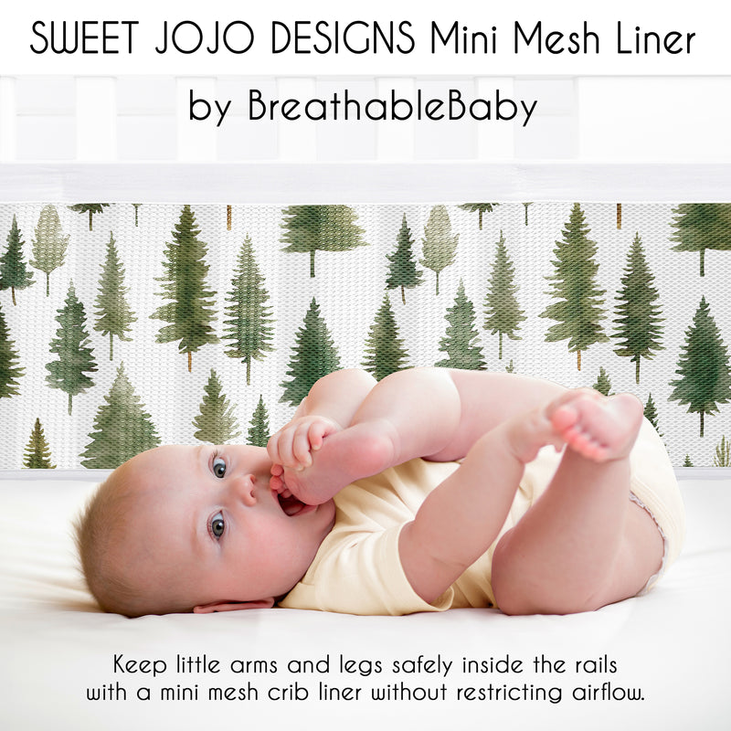 Woodland Pine Tree Collection Sweet Jojo Designs + BreathableBaby Breathable Mini Mesh Crib Liner