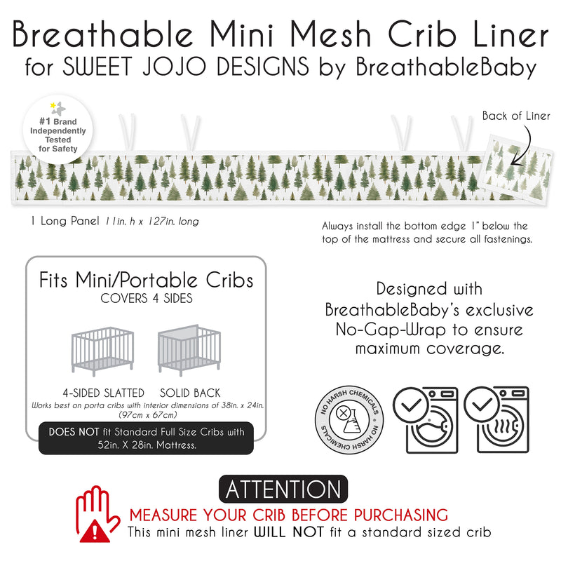 Woodland Pine Tree Collection Sweet Jojo Designs + BreathableBaby Breathable Mini Mesh Crib Liner
