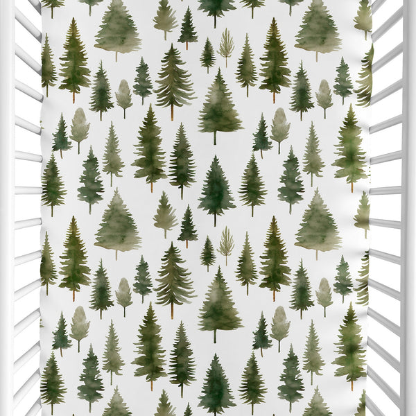 Woodland Pine Tree Collection Mini Crib Sheet