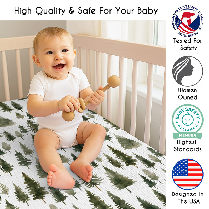 Woodland Pine Tree Collection 100% Cotton Muslin Crib Sheet