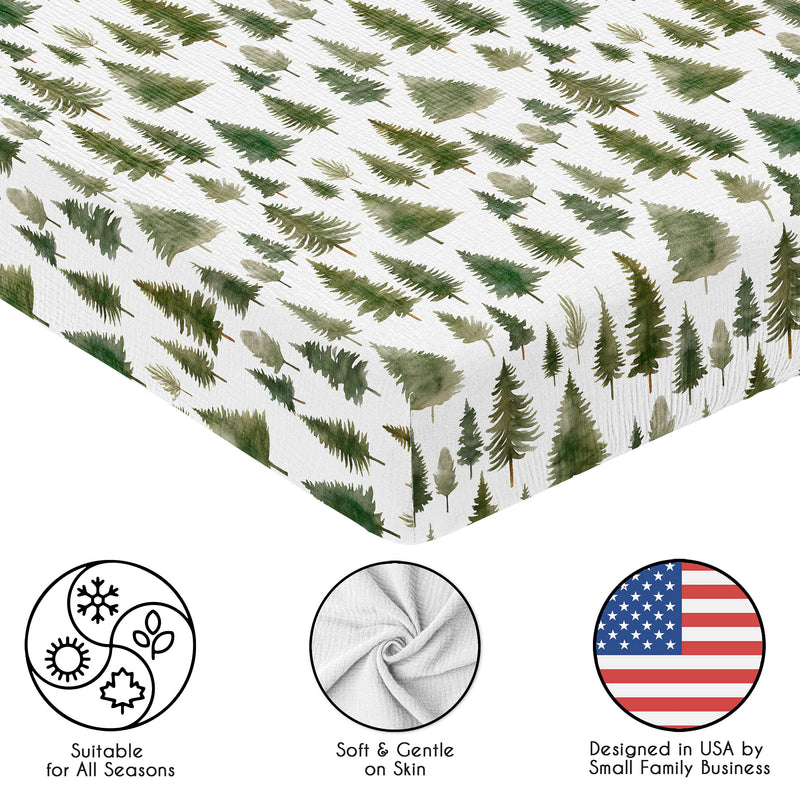 Woodland Pine Tree Collection 100% Cotton Muslin Crib Sheet