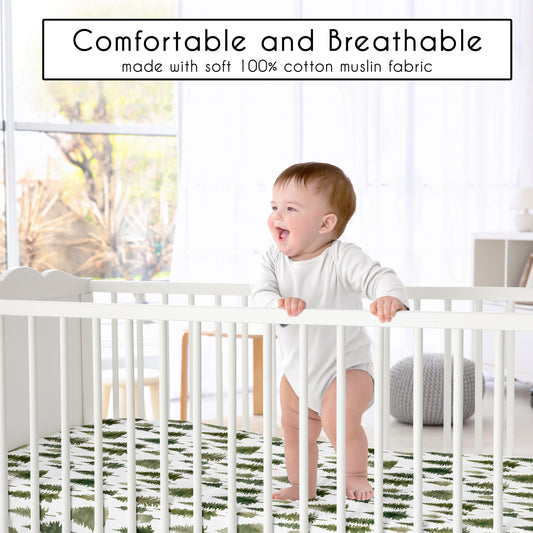 Woodland Pine Tree Collection 100% Cotton Muslin Crib Sheet