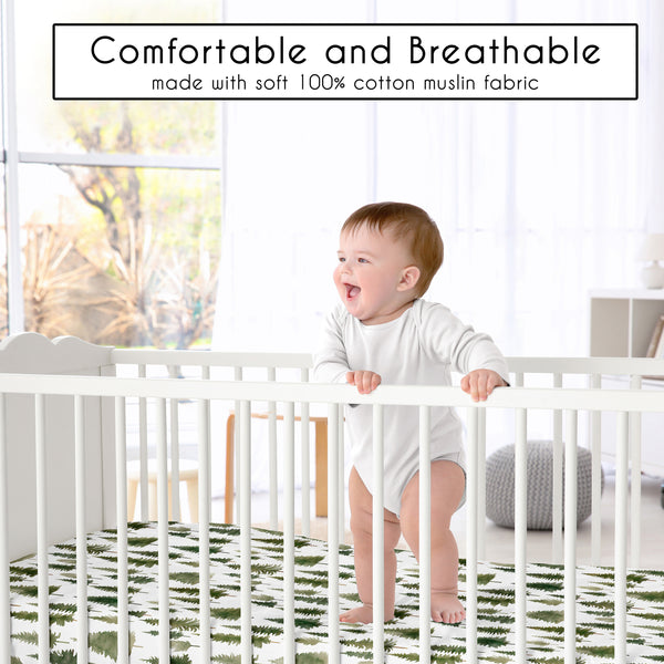 Woodland Pine Tree Collection 100% Cotton Muslin Crib Sheet alternate view