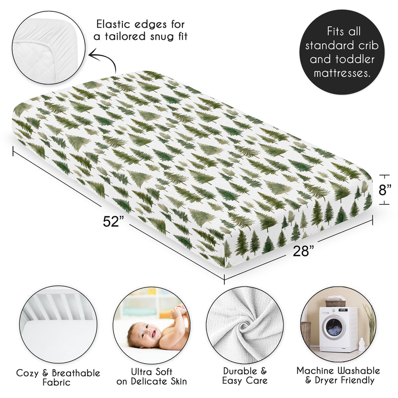 Woodland Pine Tree Collection 100% Cotton Muslin Crib Sheet