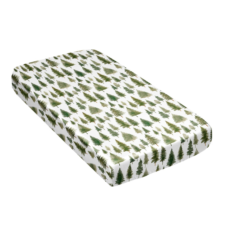 Woodland Pine Tree Collection Satin Fitted Crib Sheet