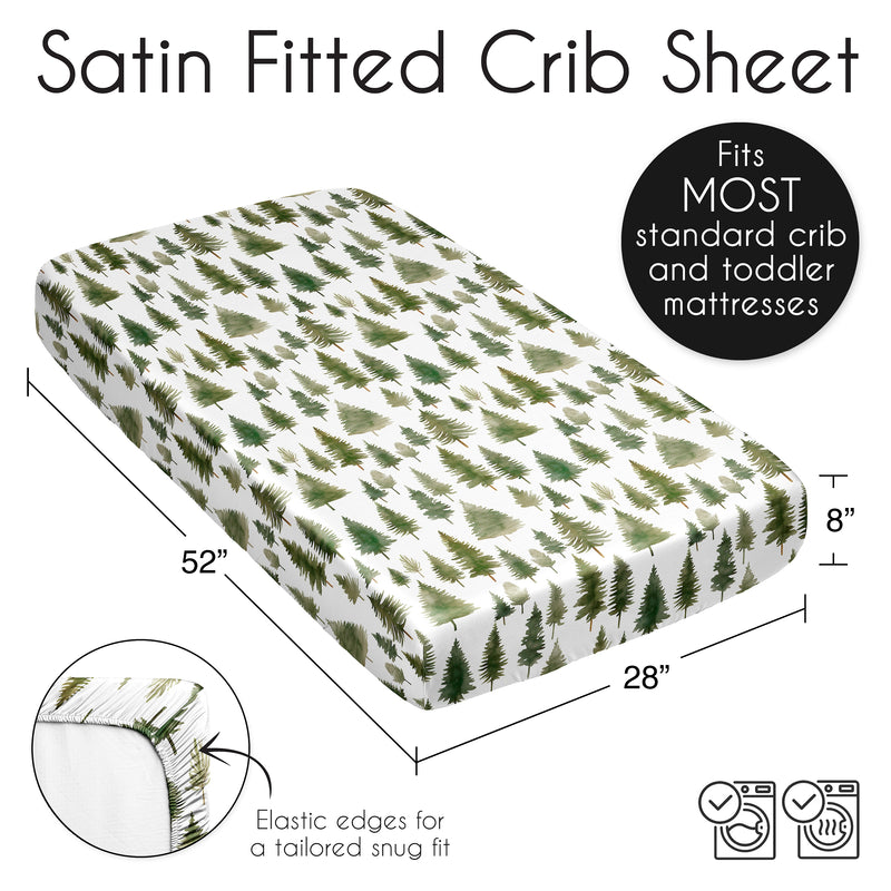 Woodland Pine Tree Collection Satin Fitted Crib Sheet