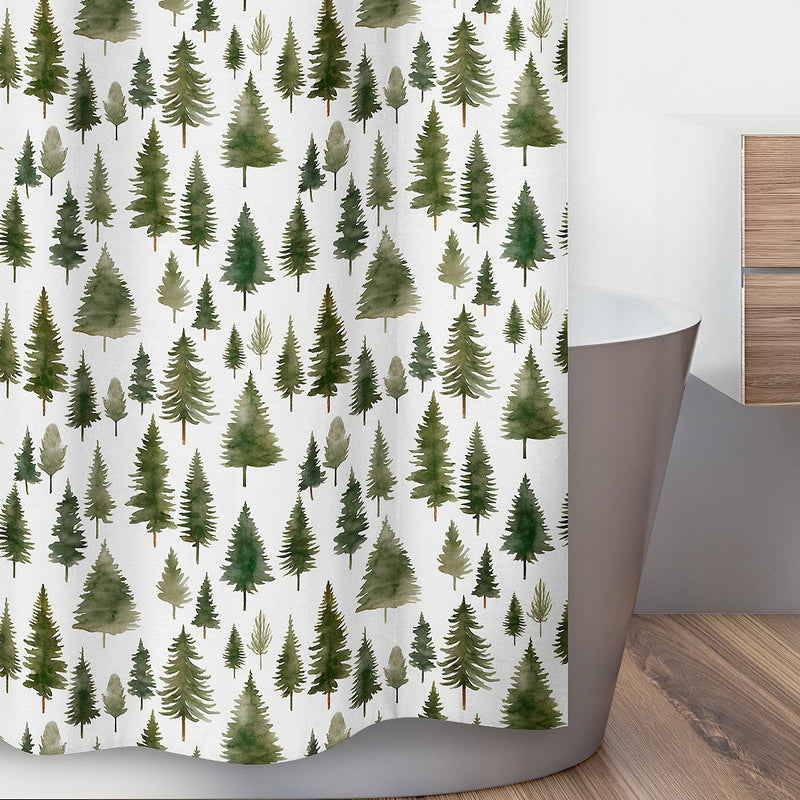 Woodland Pine Tree Collection Shower Curtain