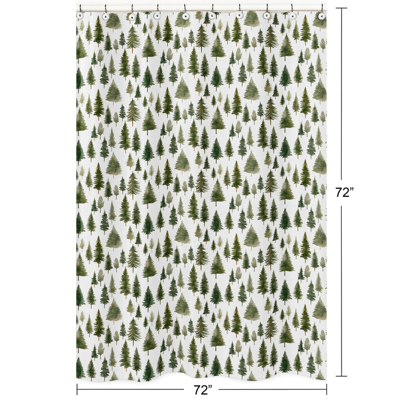 Woodland Pine Tree Collection Shower Curtain